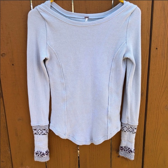 Free People Tops - Free People Waffle Thermal Top with Rosey Cuffs